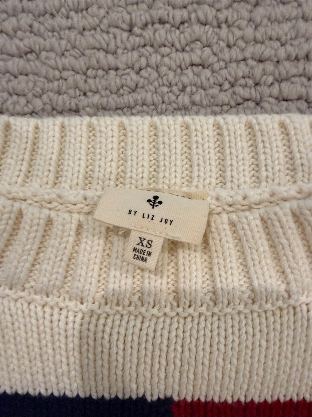 Cream Crewneck Flag Knit Sweater - Picture 3 of 3